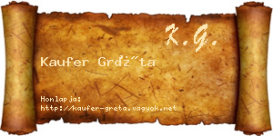 Kaufer Gréta névjegykártya
